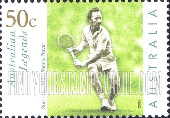 FindYourStampsValue: Australian Legends Type of 1997: Laver in action