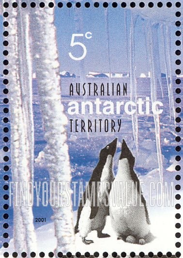 FindYourStampsValue: AUSTRALIAN ANTARCTIC TERRITORY - Australians in the Antarctic, Centenary: Penguins and icicles