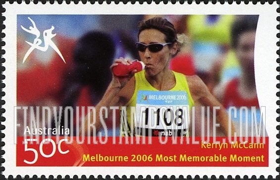 FindYourStampsValue: Highlights of Commonwealth Games: Kerryn McCann - Drinking from water bottle