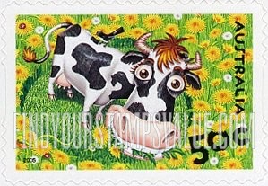FindYourStampsValue: Down on the Farm: Cow and bird