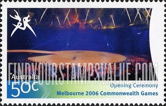 FindYourStampsValue: Highlights of Commonwealth Games: Opening ceremony crowd and fireworks