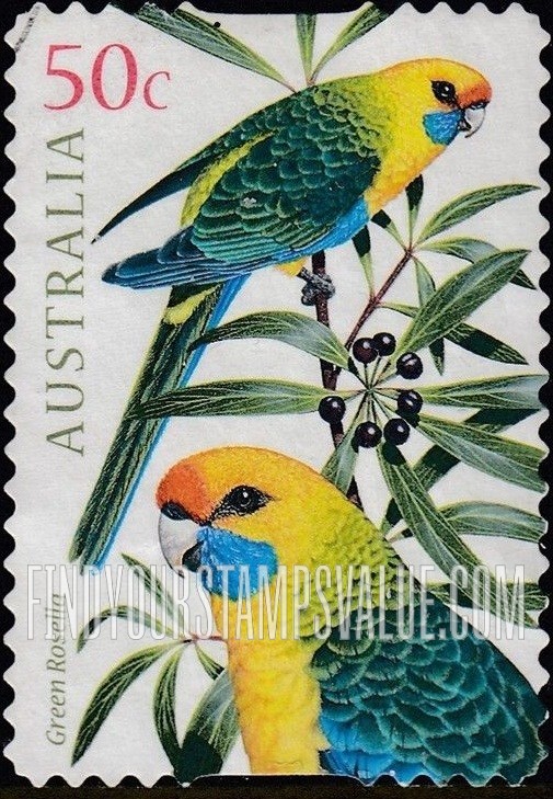 FindYourStampsValue: Parrots: Green rosella