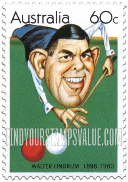 FindYourStampsValue: Australian sportsmen: Walter Lindrum (1898-1960), billiards player by Tony Rafty