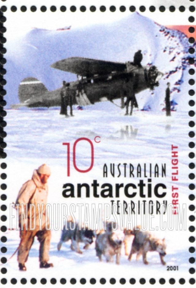 FindYourStampsValue: AUSTRALIAN ANTARCTIC TERRITORY - Australians in the Antarctic, Centenary: First flight over Antarctica