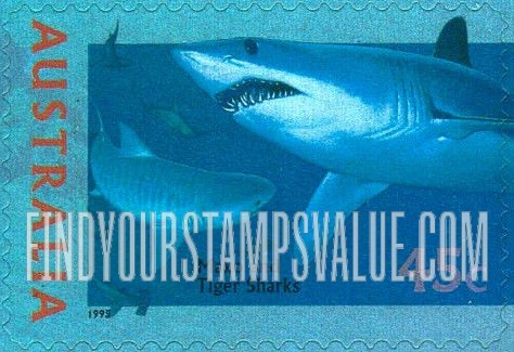 FindYourStampsValue: The World Down Under: Mako & tiger sharks