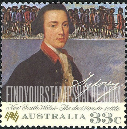 FindYourStampsValue: Australia Bicentennial: Lord Sydney, secretary of state, 1783-1789, by Gilbert Stuart