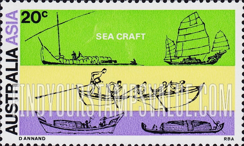 FindYourStampsValue: Red Sea dhow, Chinese junk, Australian lifeguard’s surfboat, Malaysian & South Indian river boats