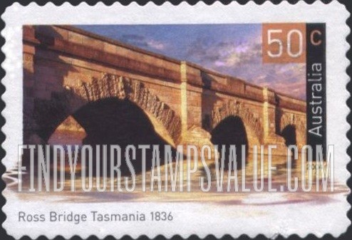 FindYourStampsValue: Historic Bridges: Ross Bridge, Tasmania, 1836