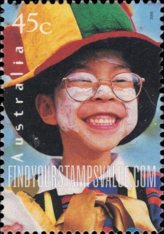 FindYourStampsValue: Faces of Australia: Miguel Alzona, with large, multicolored hat