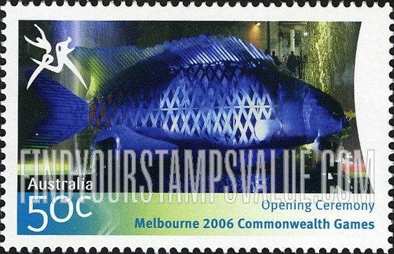 FindYourStampsValue: Highlights of Commonwealth Games: Fish sculpture
