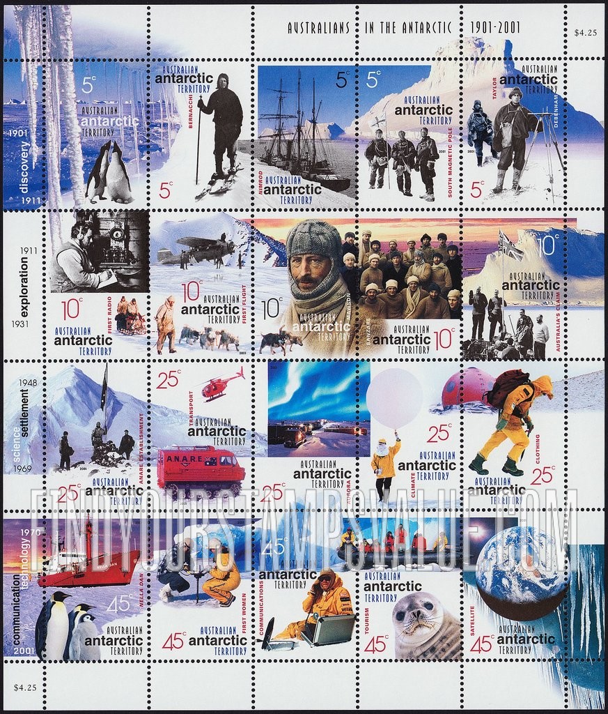 FindYourStampsValue: AUSTRALIAN ANTARCTIC TERRITORY - Australians in the Antarctic, Centenary