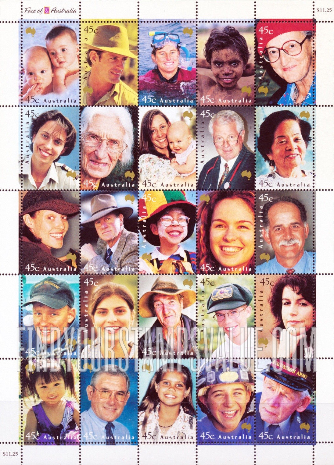 FindYourStampsValue: Faces of Australia