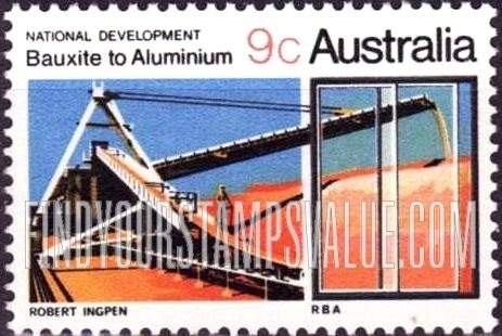 FindYourStampsValue: Bauxite and aluminum production (mine, conveyor belt and aluminum window frame)