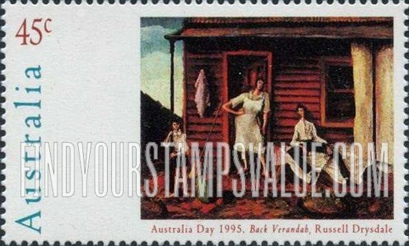FindYourStampsValue: Australia Day Type of 1994: Back Verandah, by Russell Drysdale