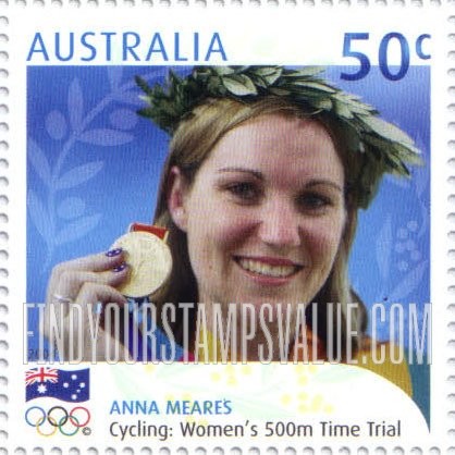 FindYourStampsValue: Gold Medalists at 2004 Summer Olympics, Athens: Anna Meares, Women’s cycling 500m time trial