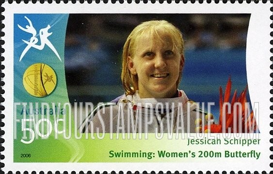 FindYourStampsValue: Medalists at Commonwealth Games: Jessicah Schipper wearing sweatsuit