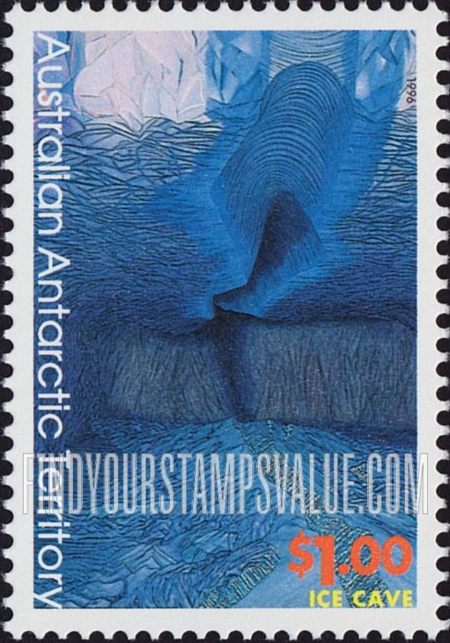 FindYourStampsValue: AUSTRALIAN ANTARCTIC TERRITORY - Landscapes, by Christian Clare Robertson: Ice cave