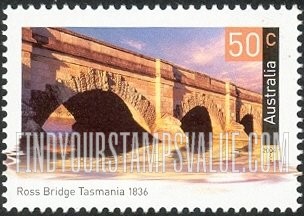FindYourStampsValue: Historic Bridges: Ross Bridge, Tasmania, 1836