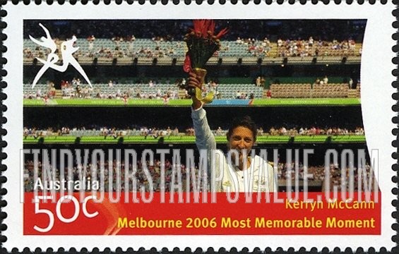 FindYourStampsValue: Highlights of Commonwealth Games: Kerryn McCann - Raising flower bouquet