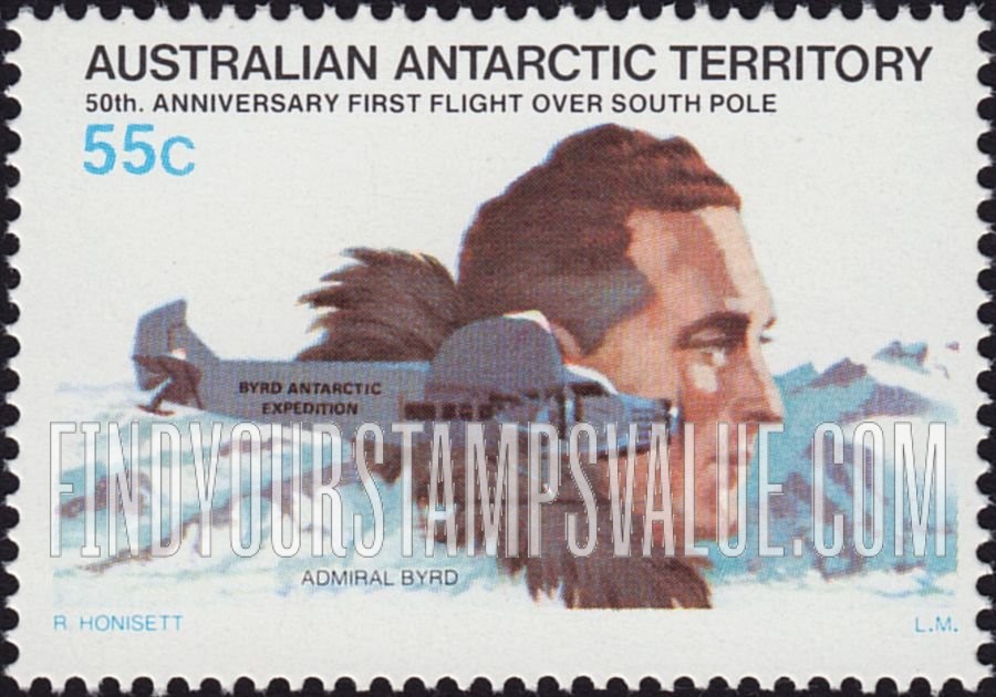 FindYourStampsValue: AUSTRALIAN ANTARCTIC TERRITORY: Admiral Byrd, Plane, Mountains
