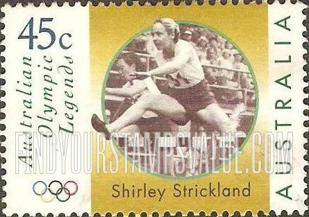 FindYourStampsValue: Legends Type of 1997: Strickland clearing hurdle