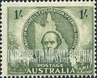 FindYourStampsValue: Sir Thomas Mitchell and Map of Queensland