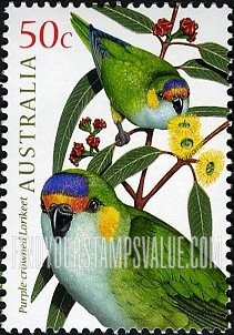 FindYourStampsValue: Parrots: Purple-crowned lorikeet