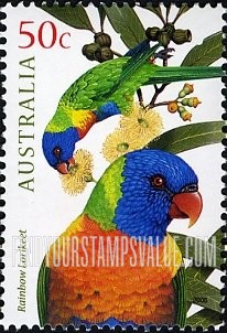 FindYourStampsValue: Parrots: Rainbow lorikeet