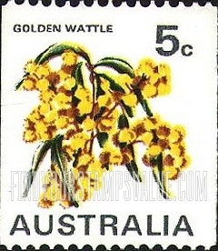 FindYourStampsValue: Golden wattle, national flower: Coil Stamps