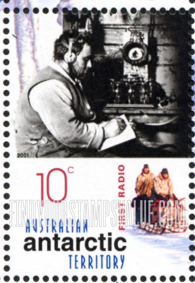 FindYourStampsValue: AUSTRALIAN ANTARCTIC TERRITORY - Australians in the Antarctic, Centenary: First radio used in Antarctica