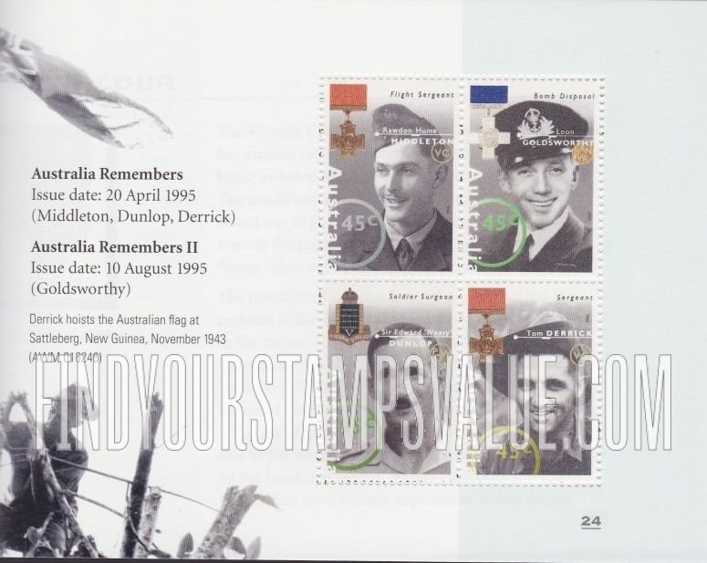 FindYourStampsValue: Famous Australians from World War II Type of 1995