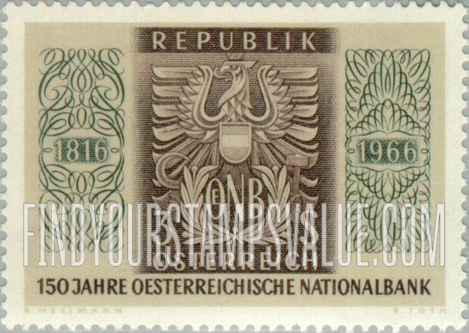 FindYourStampsValue: Austrian Eagle and Emblem of National Bank
