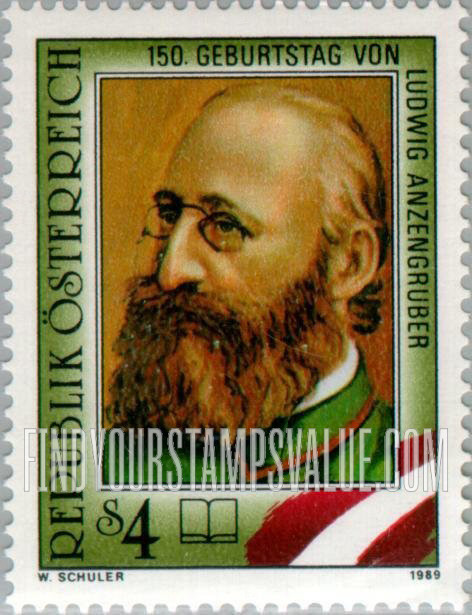 FindYourStampsValue: Ludwig Anzengruber (1839-1889), playwright and novelist