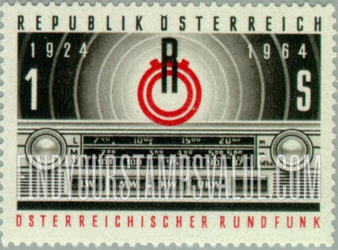 FindYourStampsValue: Emblem of Radio Austria and Transistor Radio Panel