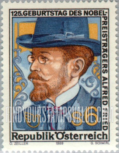 FindYourStampsValue: Alfred Fried (1864-1921), Pacifist, Publisher and 1911 Nobel Laureate