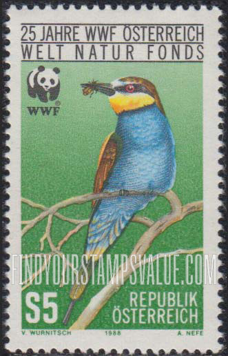 FindYourStampsValue: World Wildlife Fund: Bee eater
