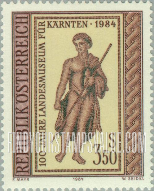 FindYourStampsValue: Museum of Carinthia, Centenary: Dionysius, Virinum mosaic