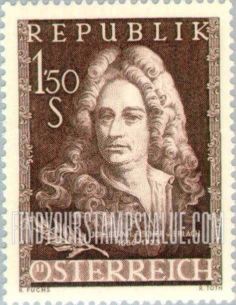 FindYourStampsValue: J.B. Fischer von Erlach, Architect, 300th Birth Anniversary