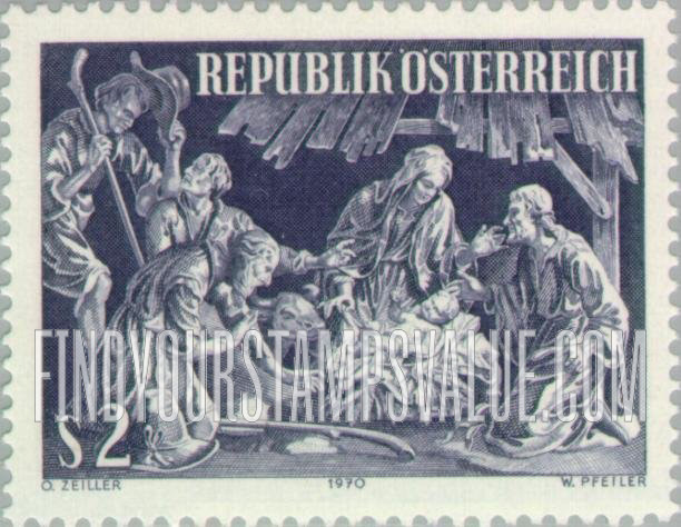 FindYourStampsValue: Adoration of the Shepherds, Carving from Garsten Vicarage