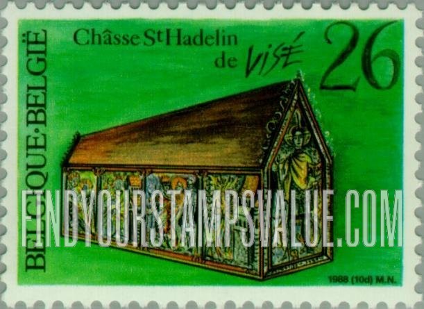 FindYourStampsValue: Cultural Heritage, Artifacts: Shrine, St. Hadelin’s Church, Vise
