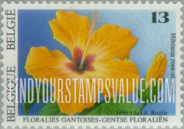 FindYourStampsValue: Flowers of Ghent: Hibiscus rosa-sinensis