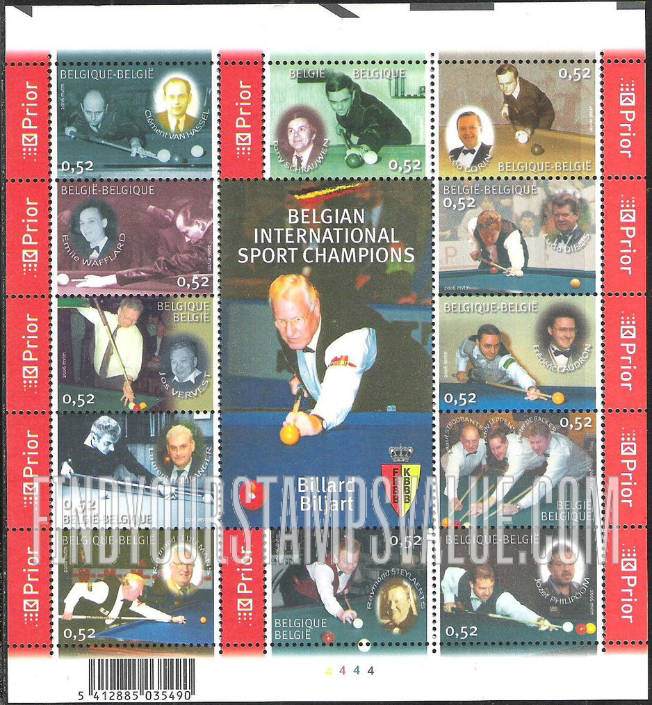 FindYourStampsValue: International Billiards Champions From Belgium