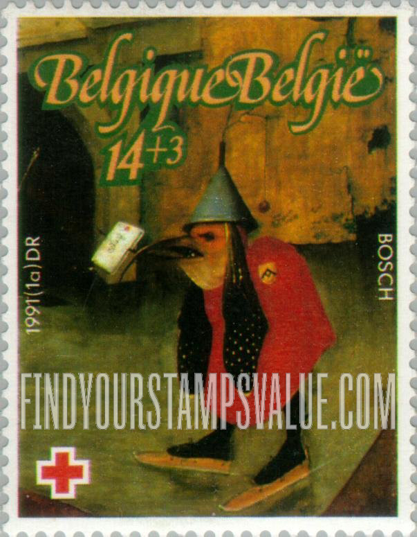 FindYourStampsValue: Semi-Postal, Belgian Red Cross, Details from paintings: The Temptation of St. Anthony by Hieronymus Bosch