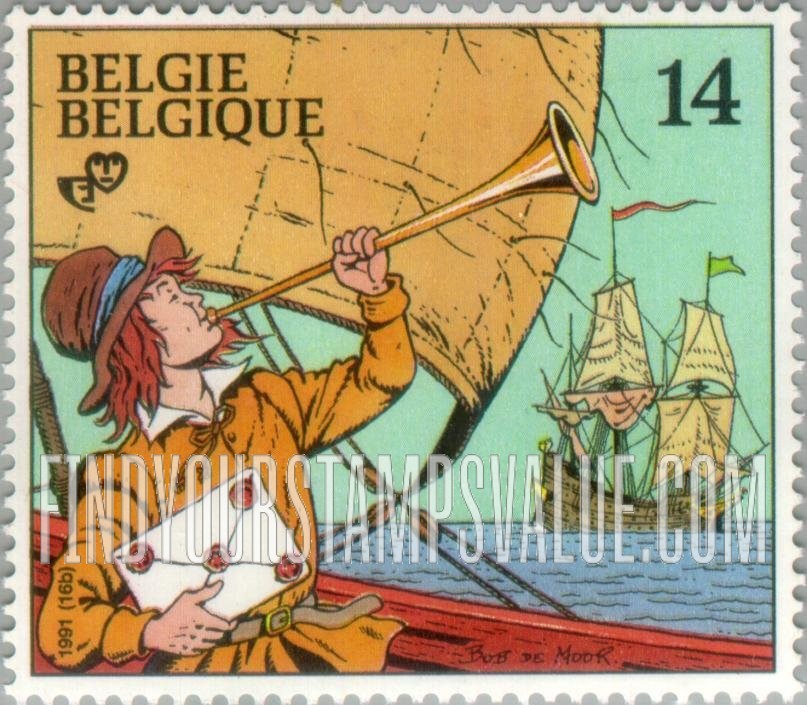 FindYourStampsValue: Youth Philately, Cartoon characters: Cori the ship boy, by Bob De Moor