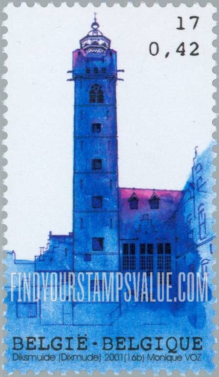 FindYourStampsValue: Tourism, Town hall belfries: Dixmude