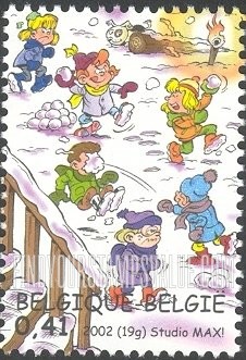 FindYourStampsValue: Christmas: Children in snowball fight