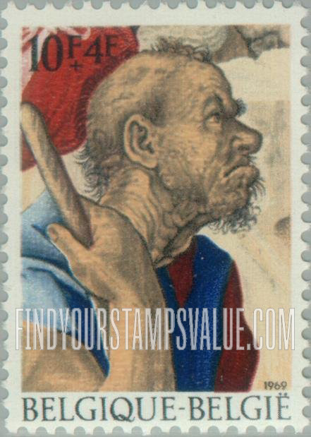 FindYourStampsValue: Semi-Postal: Head of beggar from “The Healing of the Paralytic”, 16th century