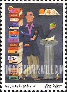 FindYourStampsValue: Books and Man with apple
