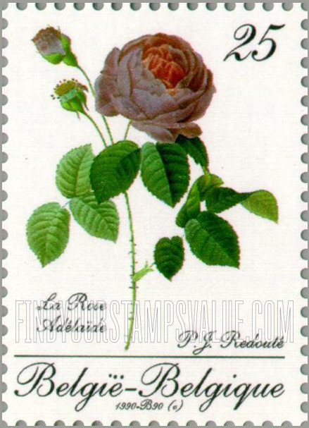 FindYourStampsValue: Collecting Promotion, Various flowers from Sixty Roses for a Queen, by P.J. Redoute (1759-1840): Adelaide rose