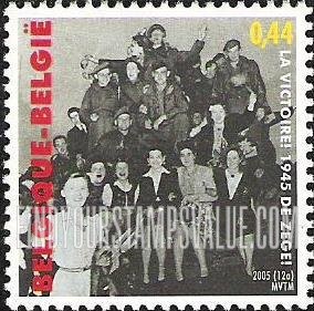 FindYourStampsValue: End of World War II, 60th Anniversary: Soldiers and civilians celebrating